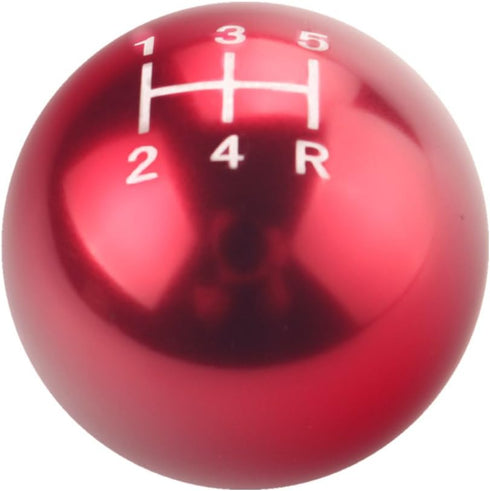 DEWHEL JDM Round Ball Billet Weighted Five-Speed 5 Speed MT Manual Gear Stick Shifter Shift Knob M10 x 1.5 Screw On for Honda Acura (Red)...