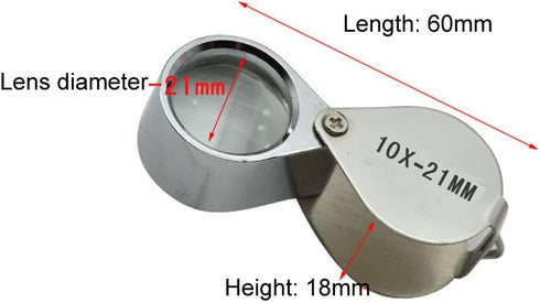 3 Pieces 10X / 20X / 30X Jeweler Loupe Glass Diamond Loupe Metal Round Body Jewelers Eye Loupe Magnifier Magnifying 21mm Lens Diameter Silver Colo...