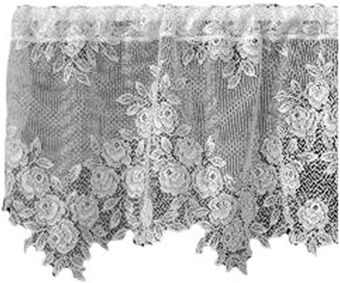 Heritage Lace Tea Rose 60-Inch Wide by 17-Inch Drop Valance, White...