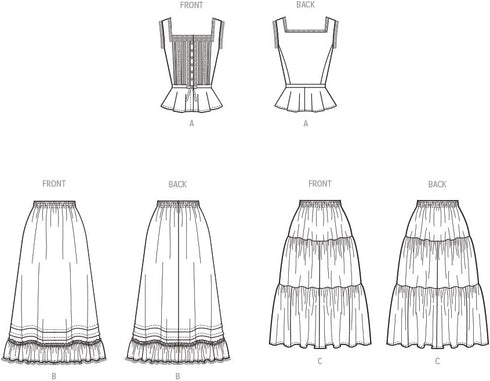 McCall's Misses' Top and Skirts Sewing Pattern Kit by Laura Ashley, Design Code M8306, Sizes 6-8-10-12-14...