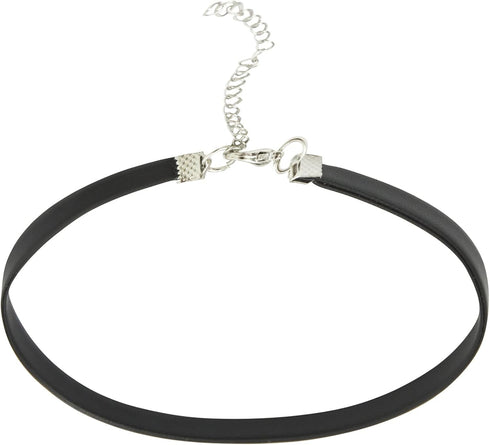 Simple Black Punk Style PU Leather Choker Adjustable Length Necklace with Chain for Women Wedding Birthday Party Club Jewelry...