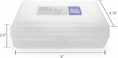 BAZIC Plastic Pencil Case Utility Storage Box, Clear Color, Multi Purpose Organizer for Pens Pencils, 4-Pack...