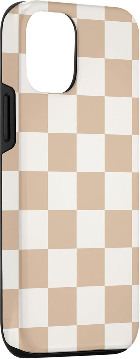 iPhone 13 Light Beige Classic Checkered Big Checkerboard Case...