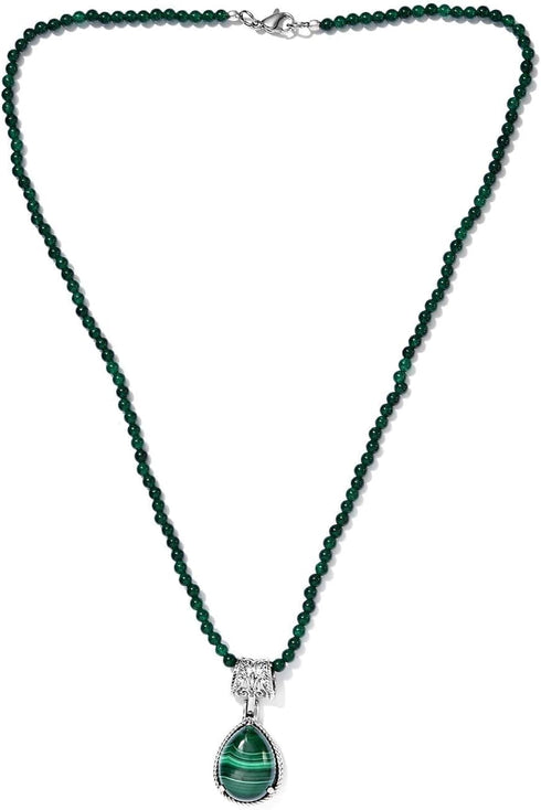 SHOP LC DELIVERING JOY Green Quartzite Bead Malachite Pendant Statement Choker Necklace Jewelry 20 Inches Women Birthday Gifts for Women...