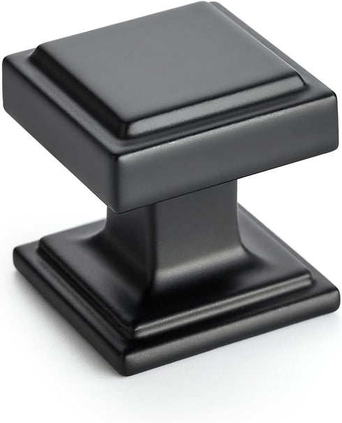 Home Expert Black Cabinet Knobs 5 Pack Kitchen Cabinet Knobs Square Black Knobs for Kitchen Cabinets and Drawers Matte Black Drawer Pulls and Knob...
