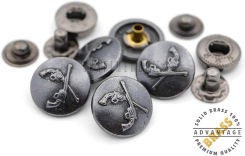 CRAFTMEMORE Antique Cross Gun Fasteners Popper Snaps Closure Rivet Stud 5/8 Inch Cap Button Wallet Leather Decoration Pack of 10...