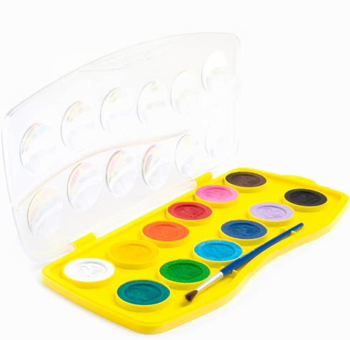 Pelikan Washable Master Watercolor Paint and Brush Plastic Set, 12 Colors, 1 Each (07501201)...