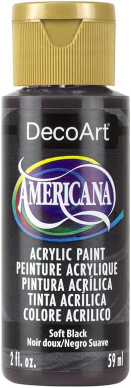 DecoArt Americana Acrylic Paint, 2-Ounce, Soft Black (DA155-3)...