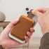 Sinjimoru Pull & Eject Magnetic Wallet for iPhone, Vegan Leather Magnetic Card Holder, Compatible with MagSafe Wallet, M-Pull Tab Wallet Brown...