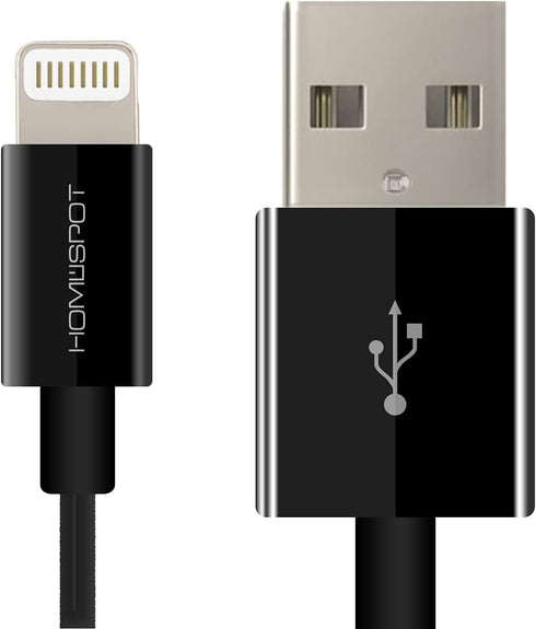 HomeSpot 8pin Cable Fast Charging USB Power Charge & Sync Cable Cord for Smartphones & Tablets Black 1 Pack...