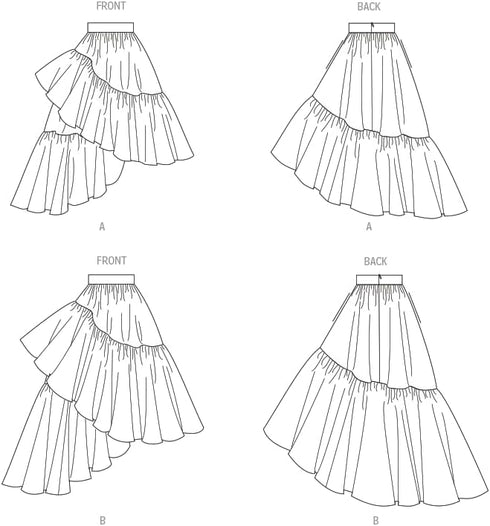 Vogue Misses' Asymmetric Ruffled Skirts Sewing Pattern Packet, Design Code V1957, Sizes 8-10-12-14-16...