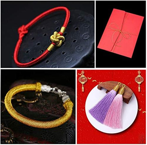 1mm Spool Gold Metallic Cord Tinsel String Jewelry Braided Thread, Total Length 109 Yards/ 328 Feet (Gold)...