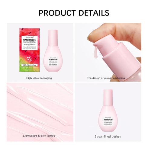 Watermelon Niacinamide Facial Serum,Pore Minimizer & Niacinamide Glow Serum,Makeup Primer,Lightweight Facial Serum & Priming Liquid Highlighter(75...
