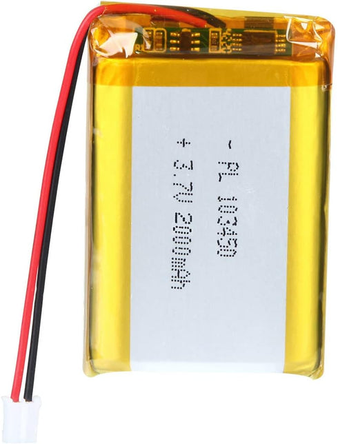 3.7V 103450 2000mAh Lipo Battery Rechargeable Lithium Polymer ion Battery with JST Connector, Can Replace 103454 963450 Lipo Battery...
