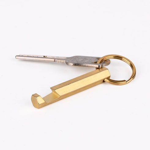 2PCS Solid Brass Keychain Beer Bottle Opener with Brass Key Rings Handcrafted in Brass Copper,?KPQ-502L?, small, Gold...
