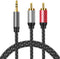 AUX RCA Cable 6 FT, 3.5mm to 2-Male RCA Audio Auxiliary Adapter Stereo Splitter Cable Dual Shielded Gold-Plated Nylon-Braided Breakout Cord for Sm...