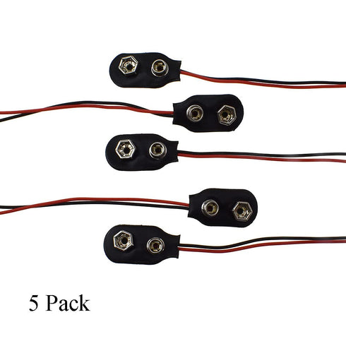 I Type 9V Battery Buckle Snap Connector 15cm Clip Tight Pre Stripped Ends Easy to Solder Access Better Leather Housing 2 Straight Long Cable Wires...