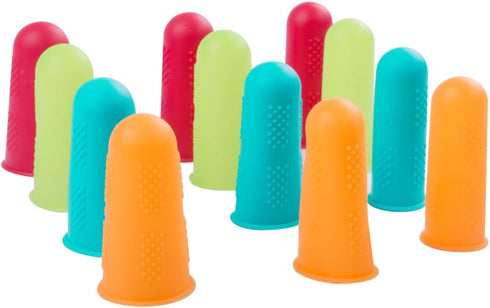 Petift 12 Pieces Silicone Finger Protectors Covers Caps for Hot Glue Gun Wax,Finger Guards Heat Resistant, Sewing Craft Ironing Embroidery Needlew...