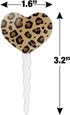 Leopard Print Animal Spots Heart Love Cupcake Picks Toppers Decoration Set of 6...