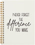 Never Forget The Difference You Make Notebook,Inspiratioanl Notebook Journal for Work Office School Student Teacher Coworker,Positive Hardcover Sp...