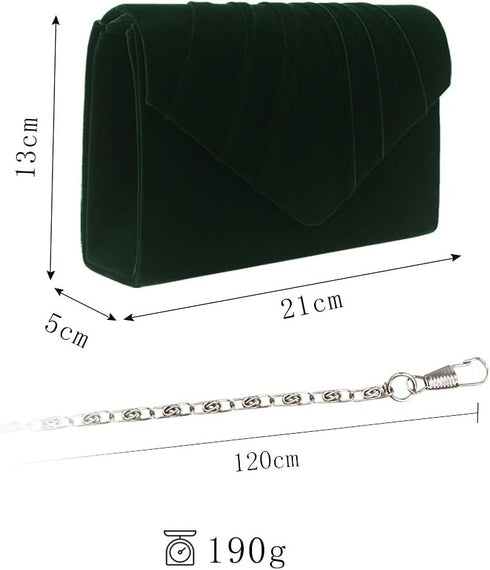 ZIUMUDY Elegant Velvet Envelope Pleated Clutch Bags Wedding Evening Shoulder Chain Handbags...