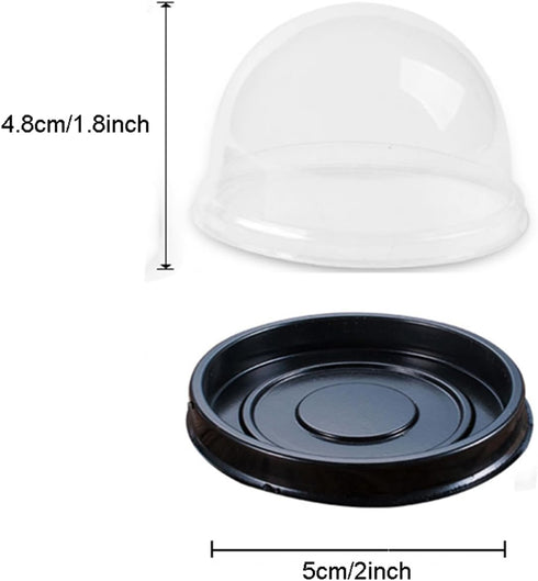 EchoDone Clear Plastic Mini Cupcake Boxes Muffin Pod Dome Single Container Box Wedding Birthday Gifts Boxes Supplies 50 Pack (Black)...