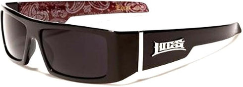 Locs Sunglasses 0182 Dark Lens Black Frame - Red Print Inside...