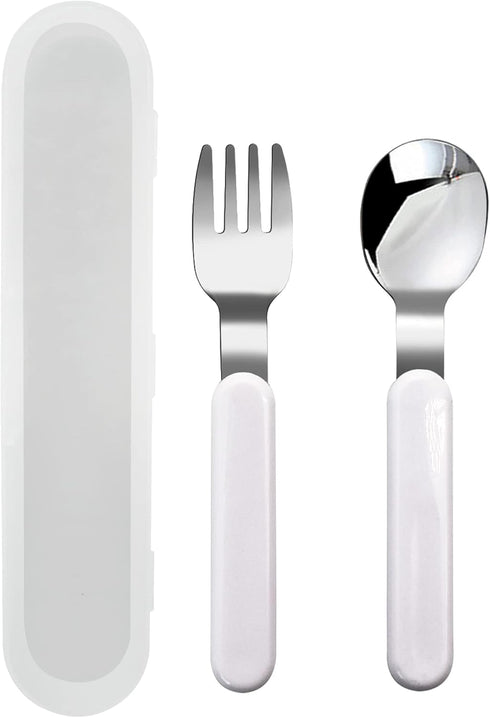 VANRA 2-Piece Children Fork And Spoon Set 18/10 Stainless Steel Child Flatware Set Kids Utensils Set with Case for Lunch Box...