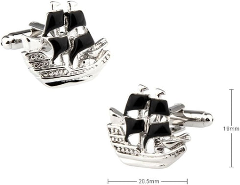 Boat Sailing Ship Sailboat Pair Cufflinks in a Presentation Gift Box & Polishing Cloth...