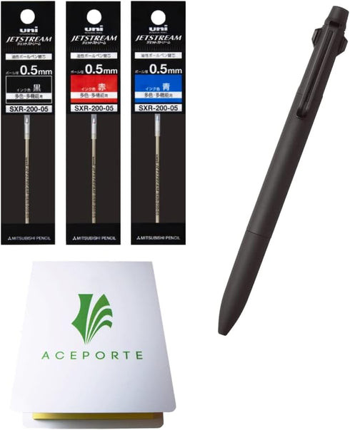 Uni Jetstream PRIME 0.5mm Oil-based Ballpoint Pen Black Body + Black/Red/Blue Refills, Sticky Notes Value Set...