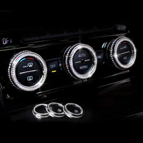 LECART Bling Car Accessories Fit for Volkswagen Arteon Altas Passat Tiguan Golf CC Glitter AC Knob Covers Auto Interior Decor Trims Metal Decals 3...