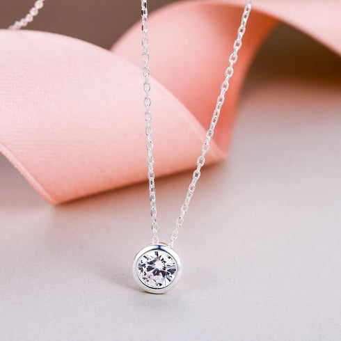 EVER FAITH Women's Sterling Silver Clear Cubic Zirconia Bezel Setting Daily Pendant Choker Necklace...