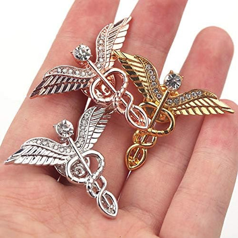 3 PCS Medical Caduceus Doctor Nurse Brooch Pin Sets Jewelry for Graduation Medical Student Gifts (3 pics)...
