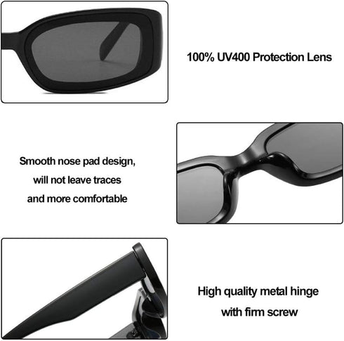 Dollger Rectangle Sunglasses for Women Men Retro Chunky Y2K Sunglasses Rectangular 90s 00s sunglasses Pink...