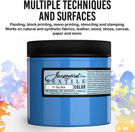 Jacquard Fabric Paint for Clothes - 8 Oz Textile Color - Neutral Grey - Leaves Fabric Soft - Permanent and Colorfast - Professional Quality Paints...