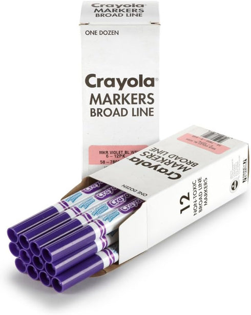 Crayola Washable Markers - Violet Purple (12ct), Kids Broad Line Markers, Bulk Markers for Classrooms & Teachers...