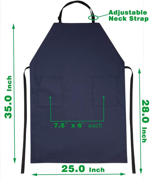 Waterproof Rubber Vinyl Apron W/ 2 Pockets - Lab Apron for DishWashing,Grooming Blue...