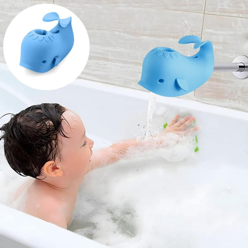 PandaEar Bath Spout Cover, Baby Bathtub Faucet Cover, Baby Shower Protector Cover for Kids Toddlers, Universal Fit -Whale (Blue)...