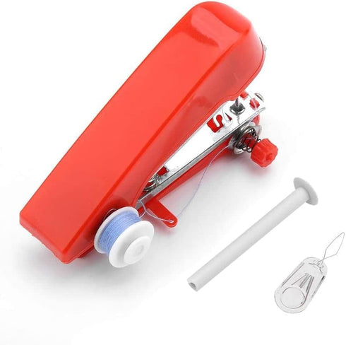 1Set Red Sewing Machine,Handheld Sewing Machine Mini Portable Stitch Manual Sewing Machine for Home Travel Use Mini Portable Sewing Machine(Plasti...