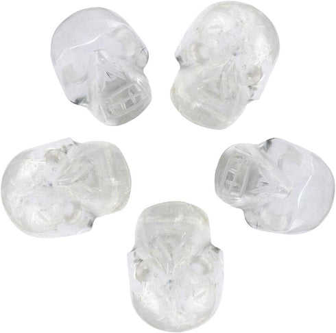 mookaitedecor 1 Inch Rock Quartz Crystal Skull Sculpture Set of 5, Hand Carved Gemstone Statue Figurine Collectible Healing Reiki...