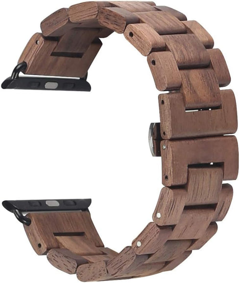 Wooden Watch Band Compatible with Apple Watch, Natural Hardwood Watch Strap Thickened Wrist Bracelet for iWatch Series 8,7, 6, 5, 4, 3, 2, 1, Spor...