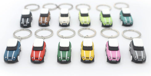 Keyring with MINI Silicone Model, Stylish Cute Adorable, Silver Chain, Achromatic Colors-white,gray...