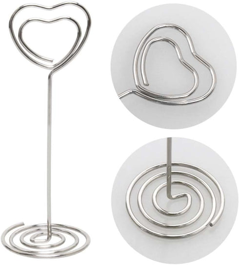 Table Number Card Holders Place Card Holder, 25 Pack Picture Holders for Tables, Heart Shape Photo Number Stands Menu Paper Card Clips for Wedding...