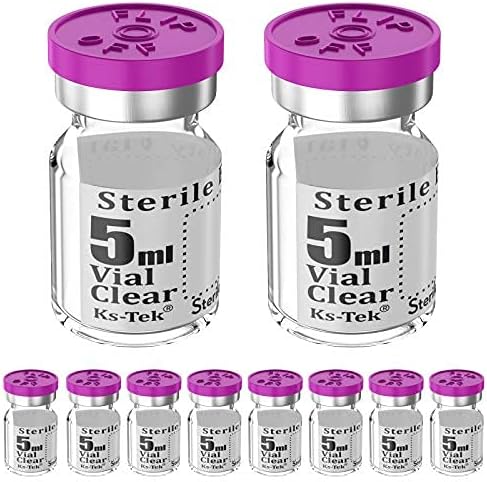 Sterile Empty Vials with Self Healing Injection Port,with Flip Off Aluminum Cap,Sterile Package (5ml,10)...