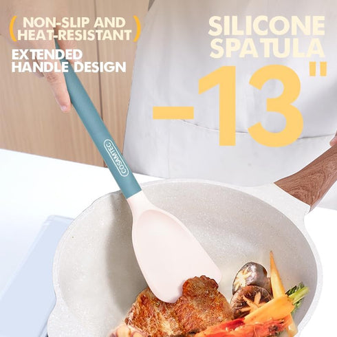 Silicone Mini Spatula Flexible Beveled Turner with Stainless Steel Inner Core and Nylon Handle Heat Resistant Cooking Utensils Set...