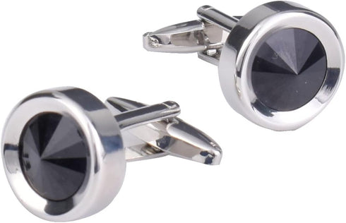 Mens classic cufflinks business wedding shirts gifts (Black crystal)...