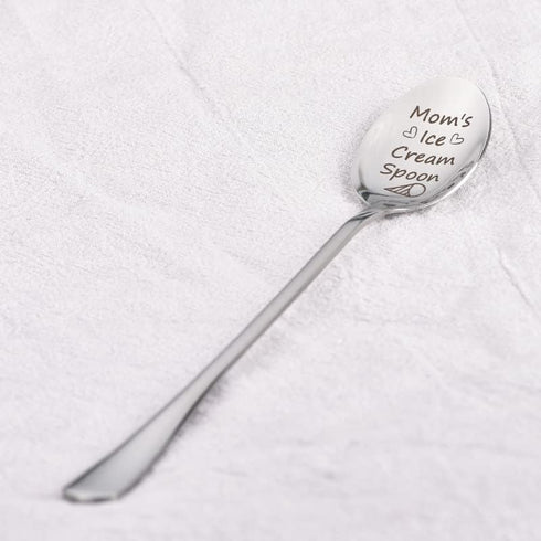 Gifts for Mom Ice Cream Spoon from Daughters Sons Mother Spoon Gift for Mom Mothers Day Birthday Gifts for Mama Spoons Engraved Spoon for Tea Coff...