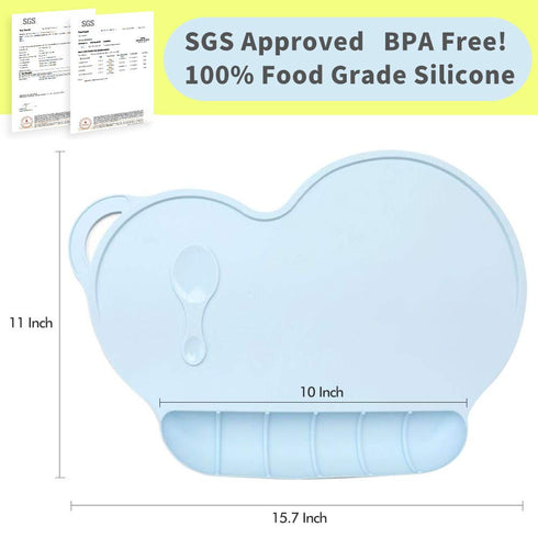 Silicone Baby Placemat - Food Grade Silicone Kids Placemats Reusable Travel Placemat for Kids Tiny Diner Portable Washable Restaurant Food Mat for...