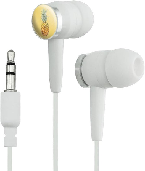 GRAPHICS & MORE Pineapple on Yellow Background Novelty in-Ear Earbud Headphones - White...