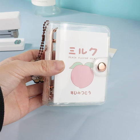 Mini Size 3-Ring Binder Cover Clear Refillable PVC Notebook Binder with Snap Button Closure File Folder for 3-Holes Filler Paper Loose Leaf Person...
